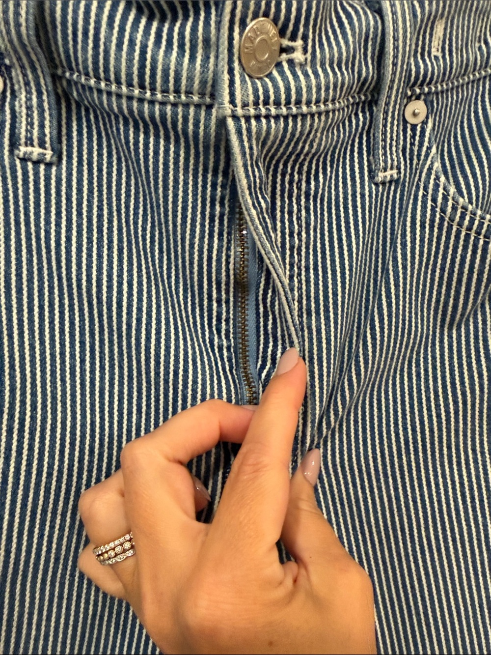 Madewell The Perfect Vintage Wide Leg Crop Jeans Blue Ink Railroad Stripe - Picture 5 of 8